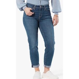Levi’s Signature Slim Cuffed Mid Rise Blue Denim Jeans Size 2 Stretchy Crop